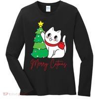Merry Catmas Cute Christmas Cat Lover Women's Long Sleeve Shirt thumb 0