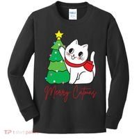 Merry Catmas Cute Christmas Cat Lover Kids Long Sleeve Shirt thumb 0