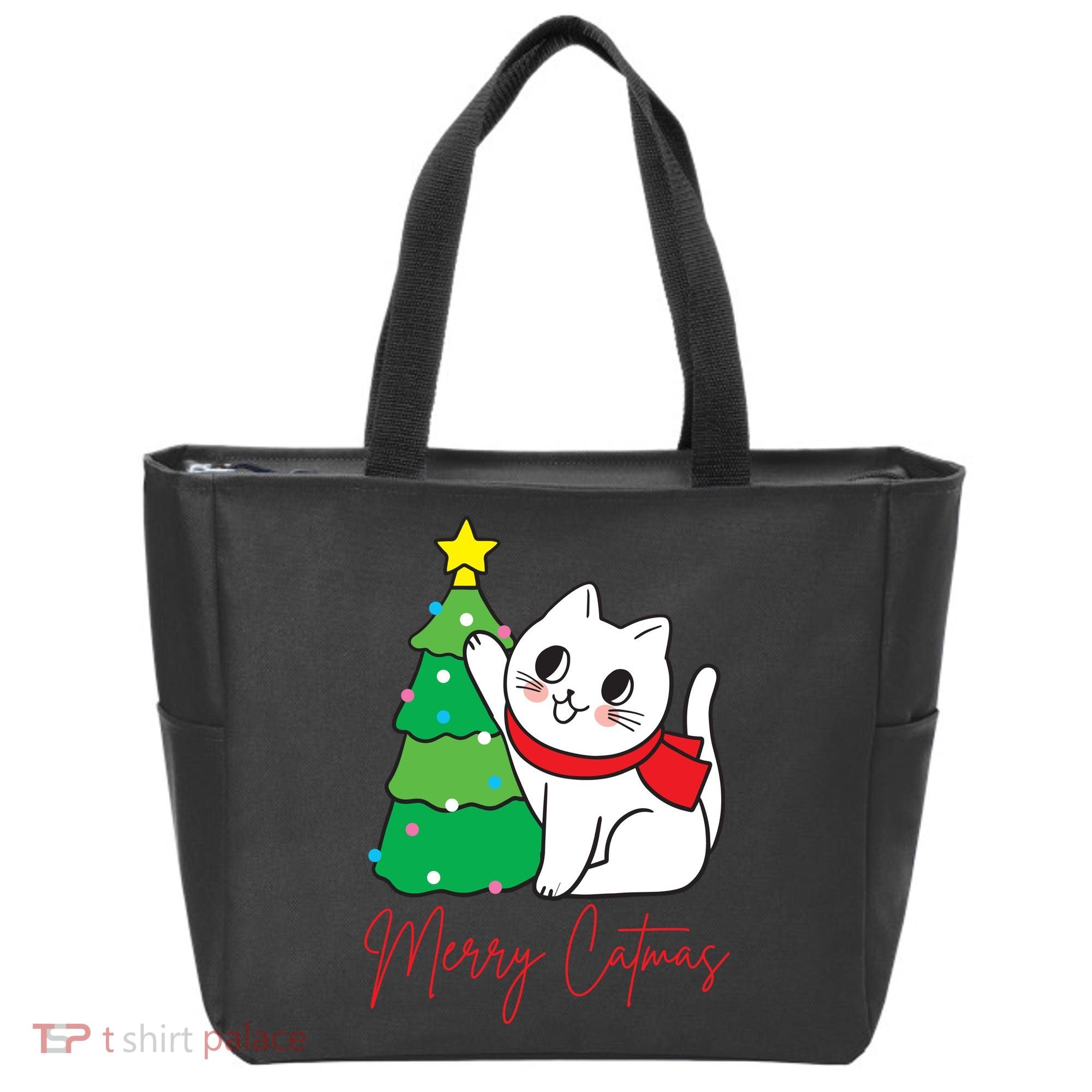 Merry Catmas Cute Christmas Cat Lover Tote Bag