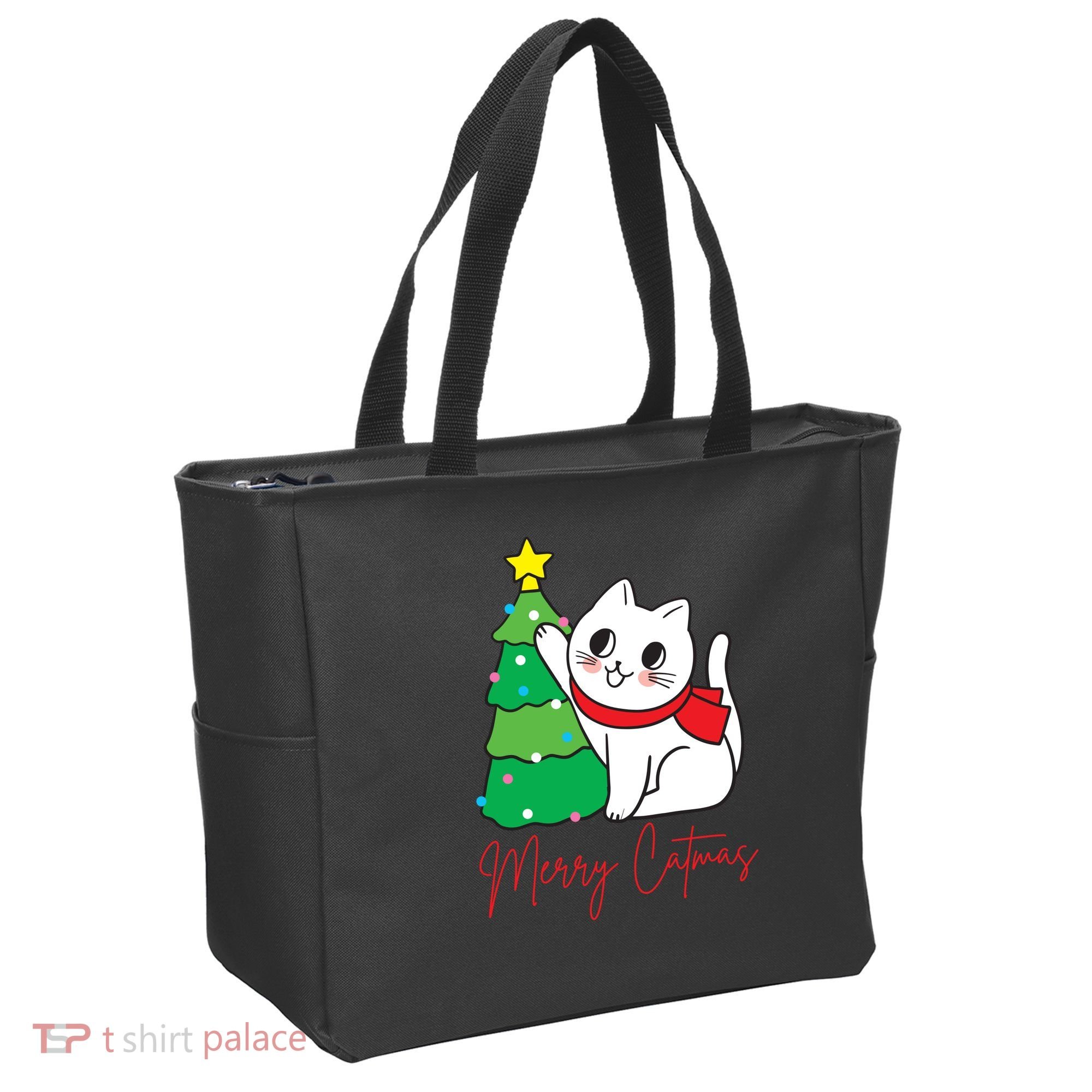 Merry Catmas Cute Christmas Cat Lover Tote Bag