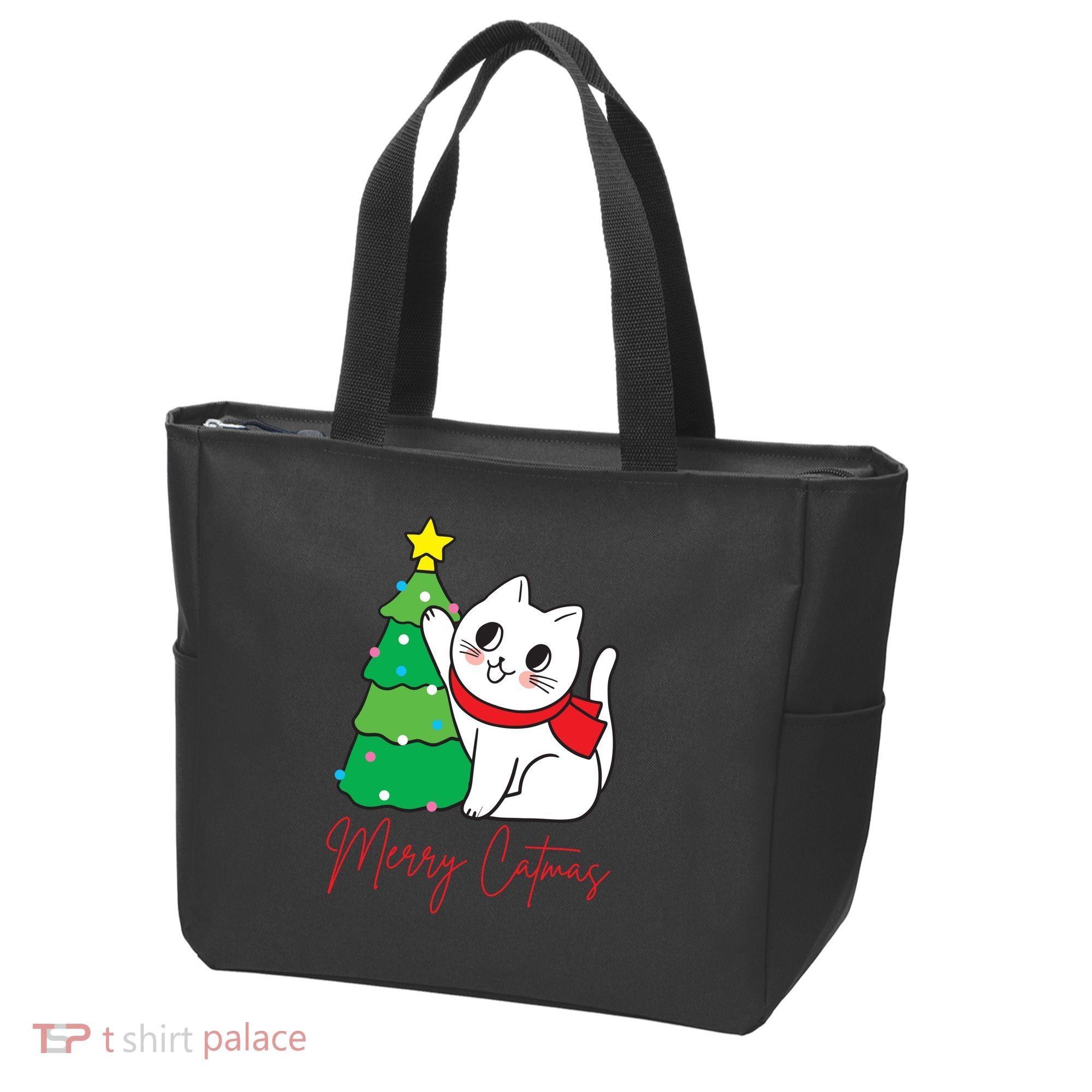 Merry Catmas Cute Christmas Cat Lover Tote Bag