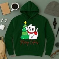 Merry Catmas Cute Christmas Cat Lover Hoodie thumb 3