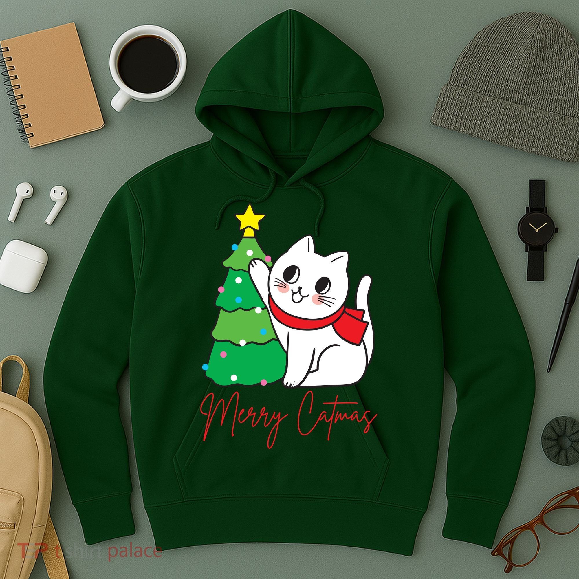 Merry Catmas Cute Christmas Cat Lover Hoodie