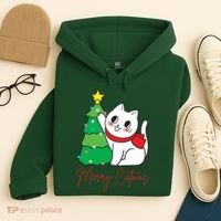 Merry Catmas Cute Christmas Cat Lover Hoodie thumb 4