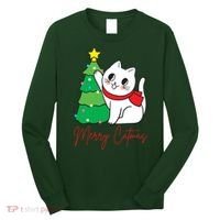 Merry Catmas Cute Christmas Cat Lover Long Sleeve Shirt thumb 0