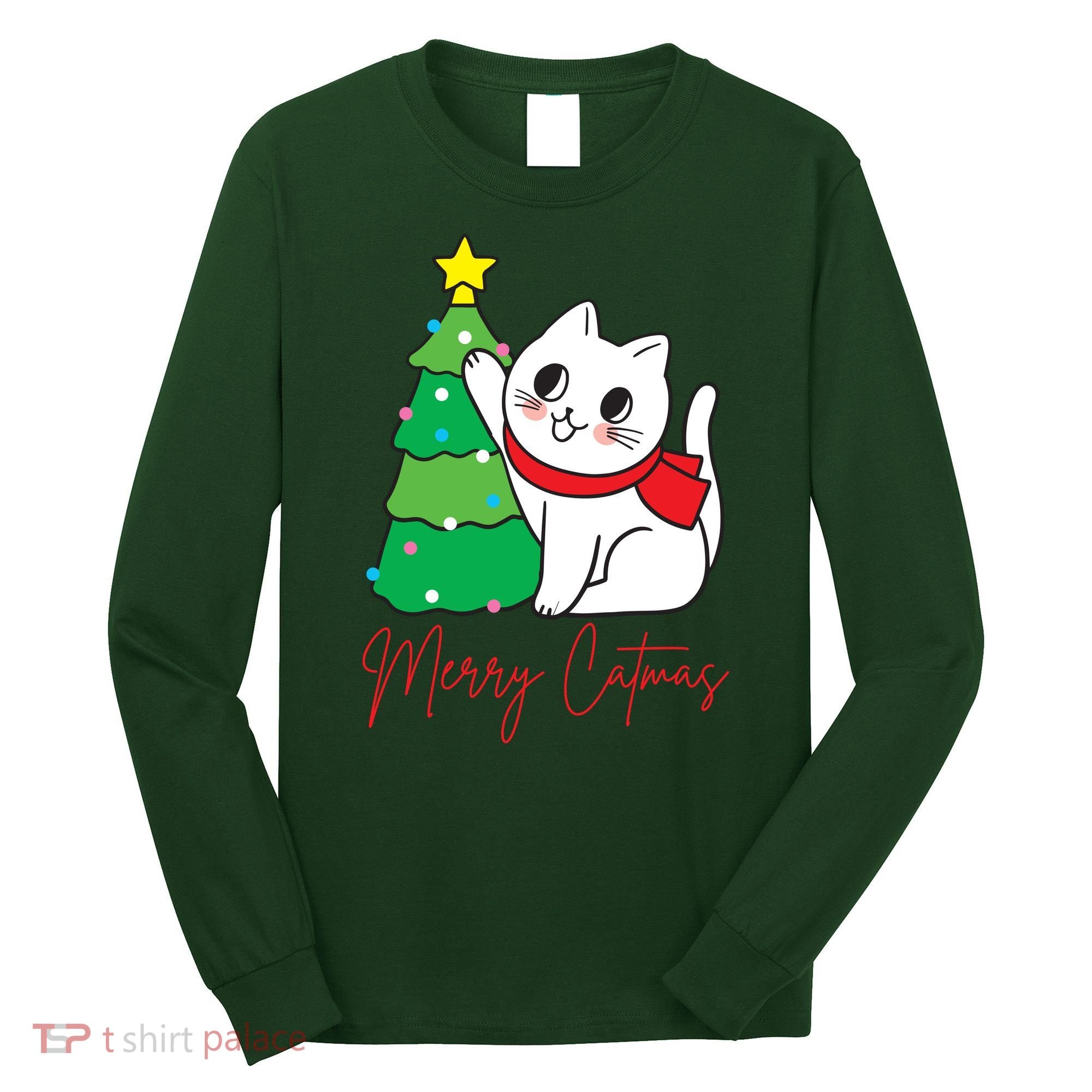 Merry Catmas Cute Christmas Cat Lover Long Sleeve Shirt