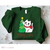 Merry Catmas Cute Christmas Cat Lover Sweatshirt thumb 2