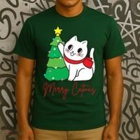 Merry Catmas Cute Christmas Cat Lover T-Shirt thumb 3