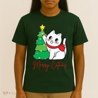 Merry Catmas Cute Christmas Cat Lover T-Shirt thumb 4