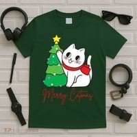 Merry Catmas Cute Christmas Cat Lover T-Shirt thumb 5