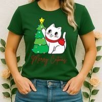 Merry Catmas Cute Christmas Cat Lover Women's T-Shirt thumb 2