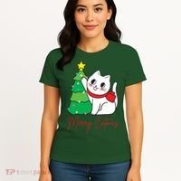 Merry Catmas Cute Christmas Cat Lover Women's T-Shirt thumb 4