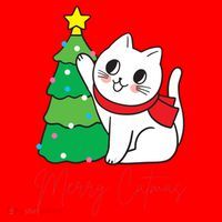 Merry Catmas Cute Christmas Cat Lover Santa Hat thumb 1