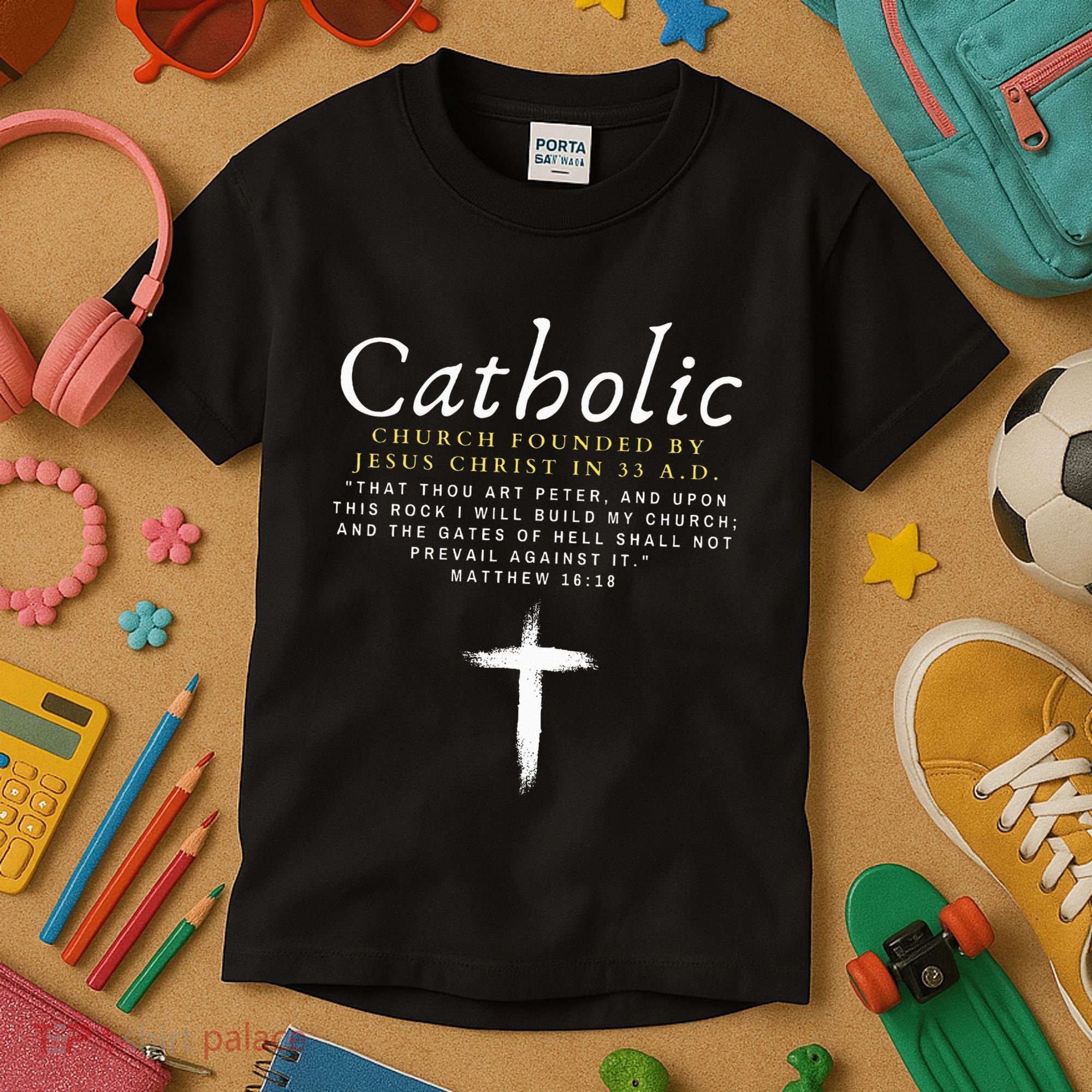 Motivational Catholic Church History Uplifting Pun Kids T-Shirt