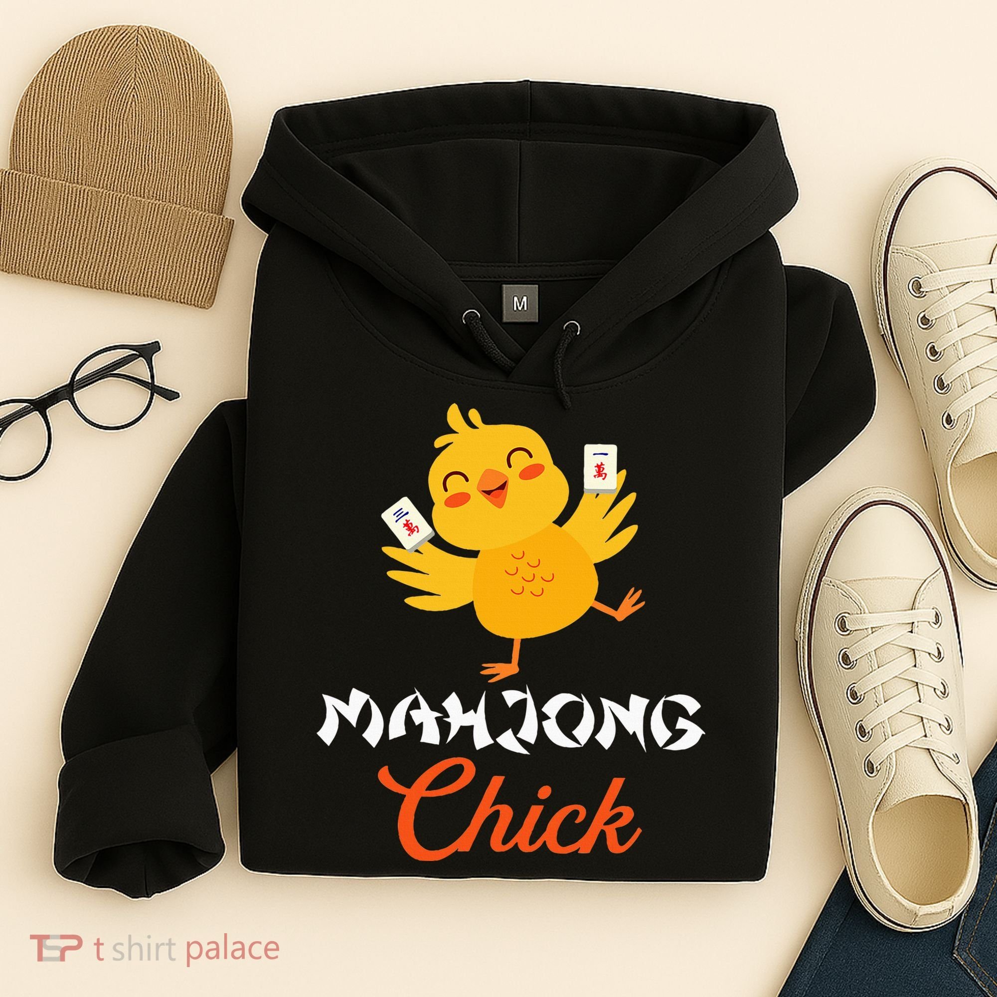 Mahjong Chick Chinese Board Game Mah Jongg Player Hoodie