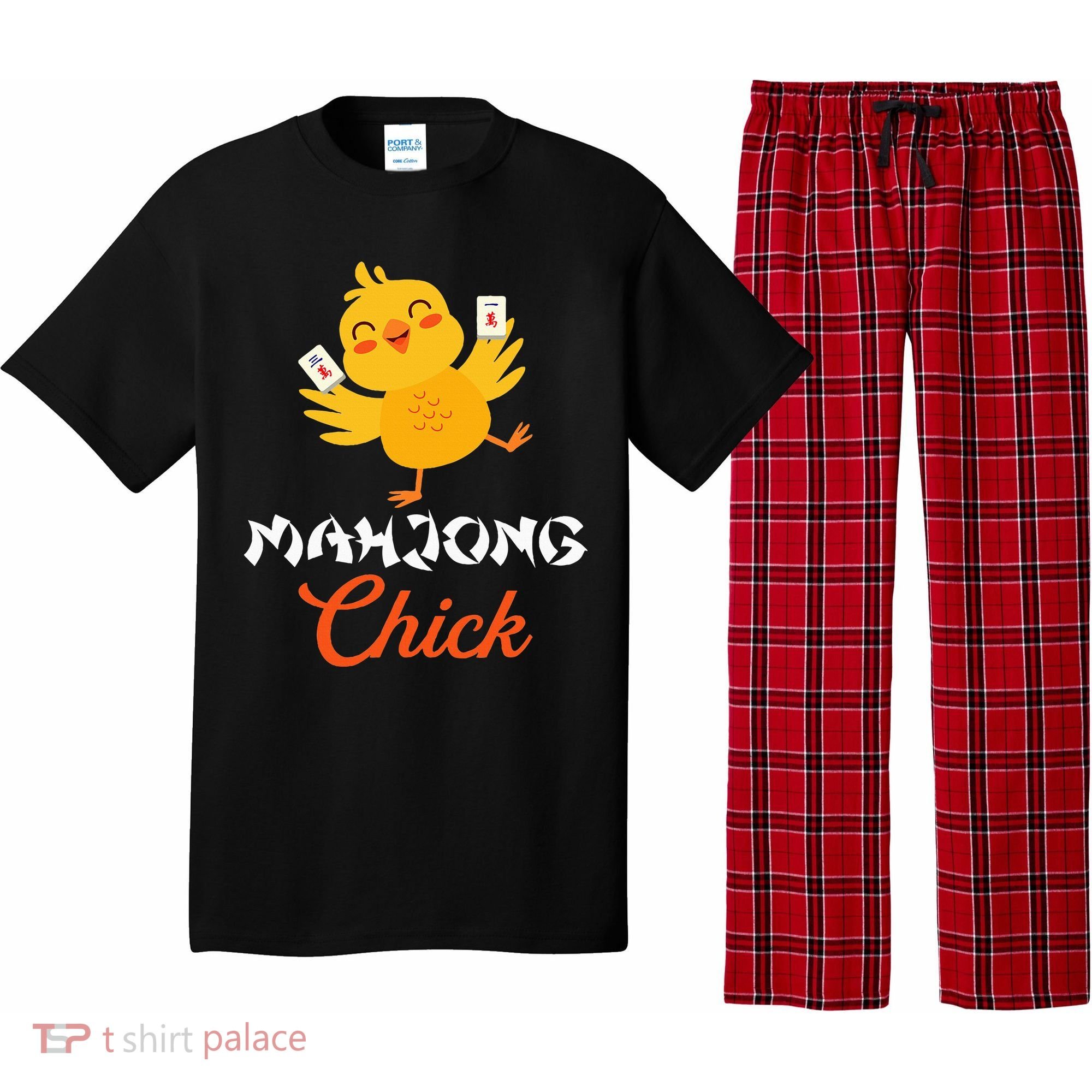 Mahjong Chick Chinese Board Game Mah Jongg Player Pajama Set