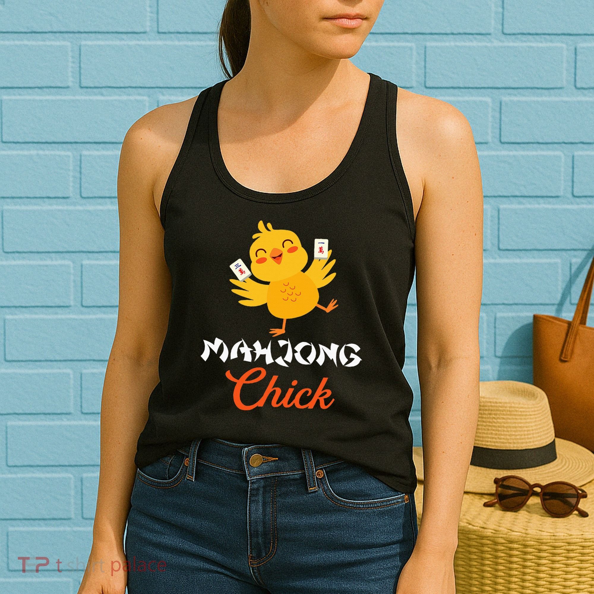 Mahjong Chick Chinese Board Game Mah Jongg Player Women's Tank Top