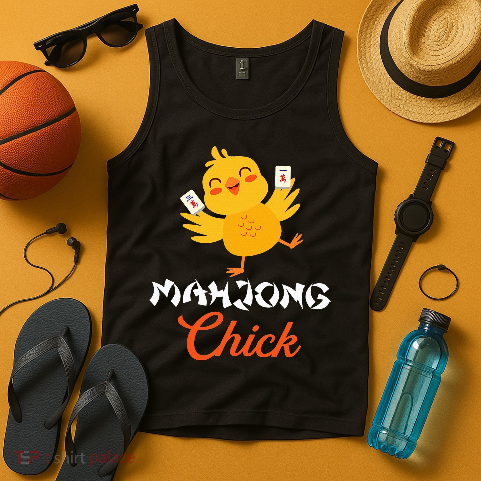 Mahjong Chick Chinese Board Game Mah Jongg Player Tank Top