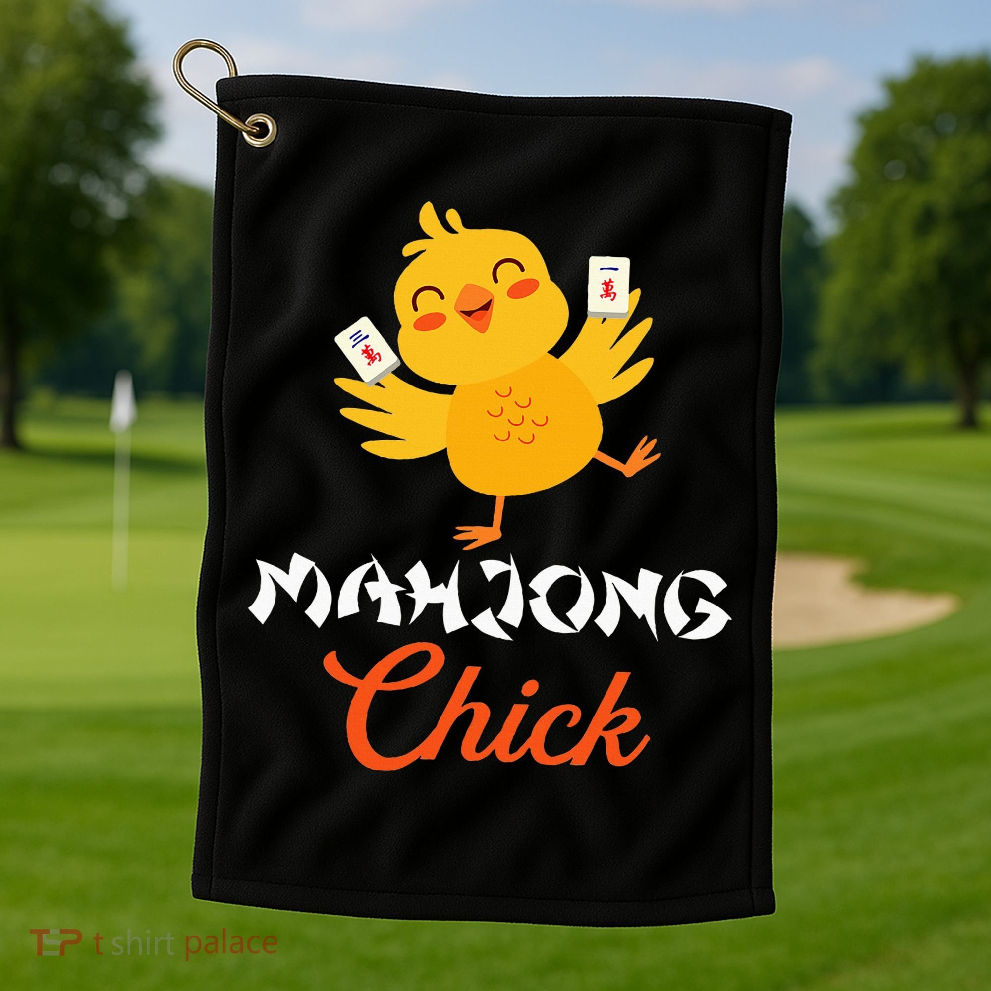 Mahjong Chick Chinese Board Game Mah Jongg Player Golf Towel