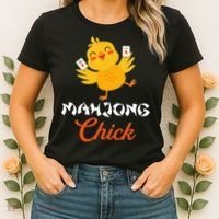 Mahjong Chick Chinese Board Game Mah Jongg Player Women's T-Shirt thumb 2