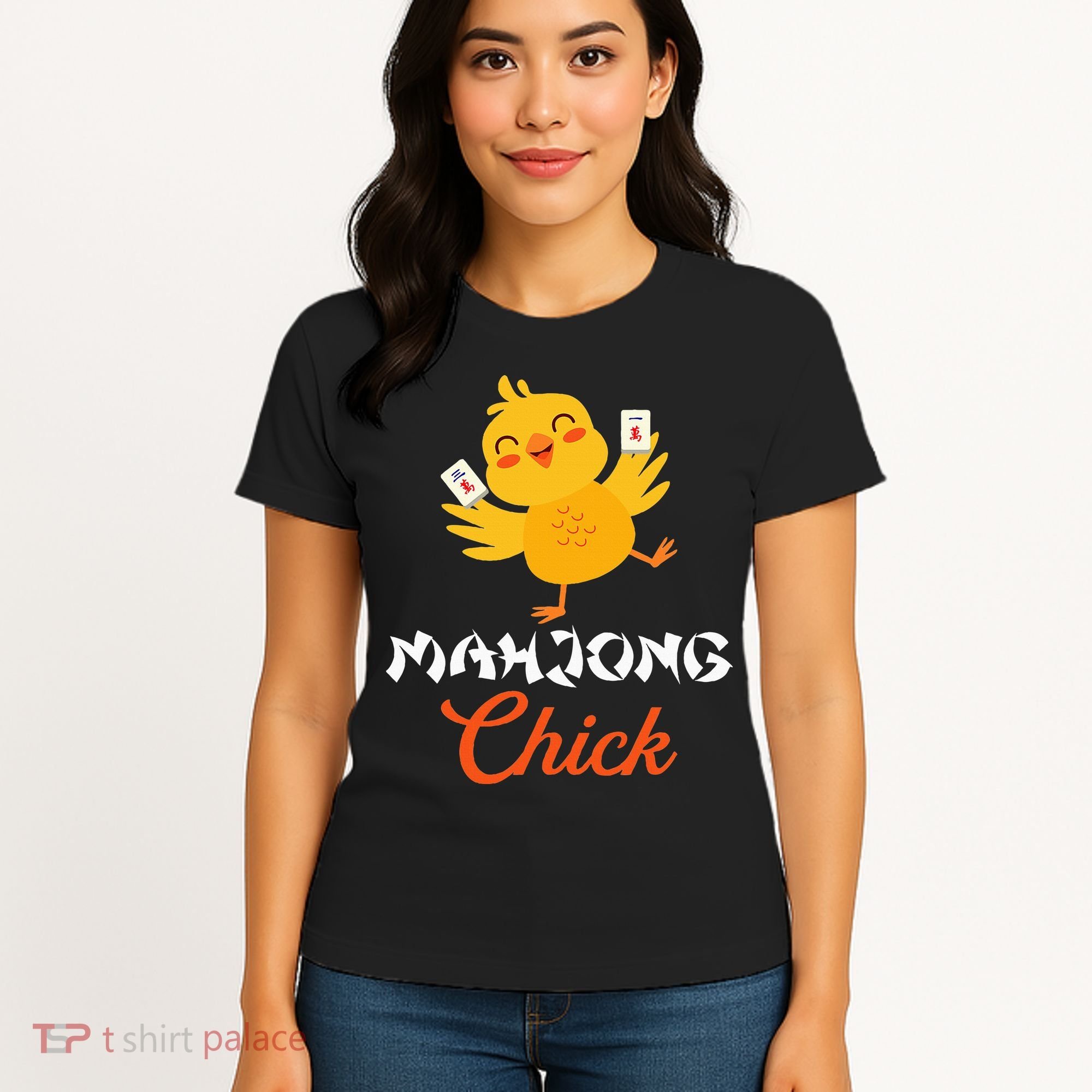 Mahjong Chick Chinese Board Game Mah Jongg Player Women's T-Shirt