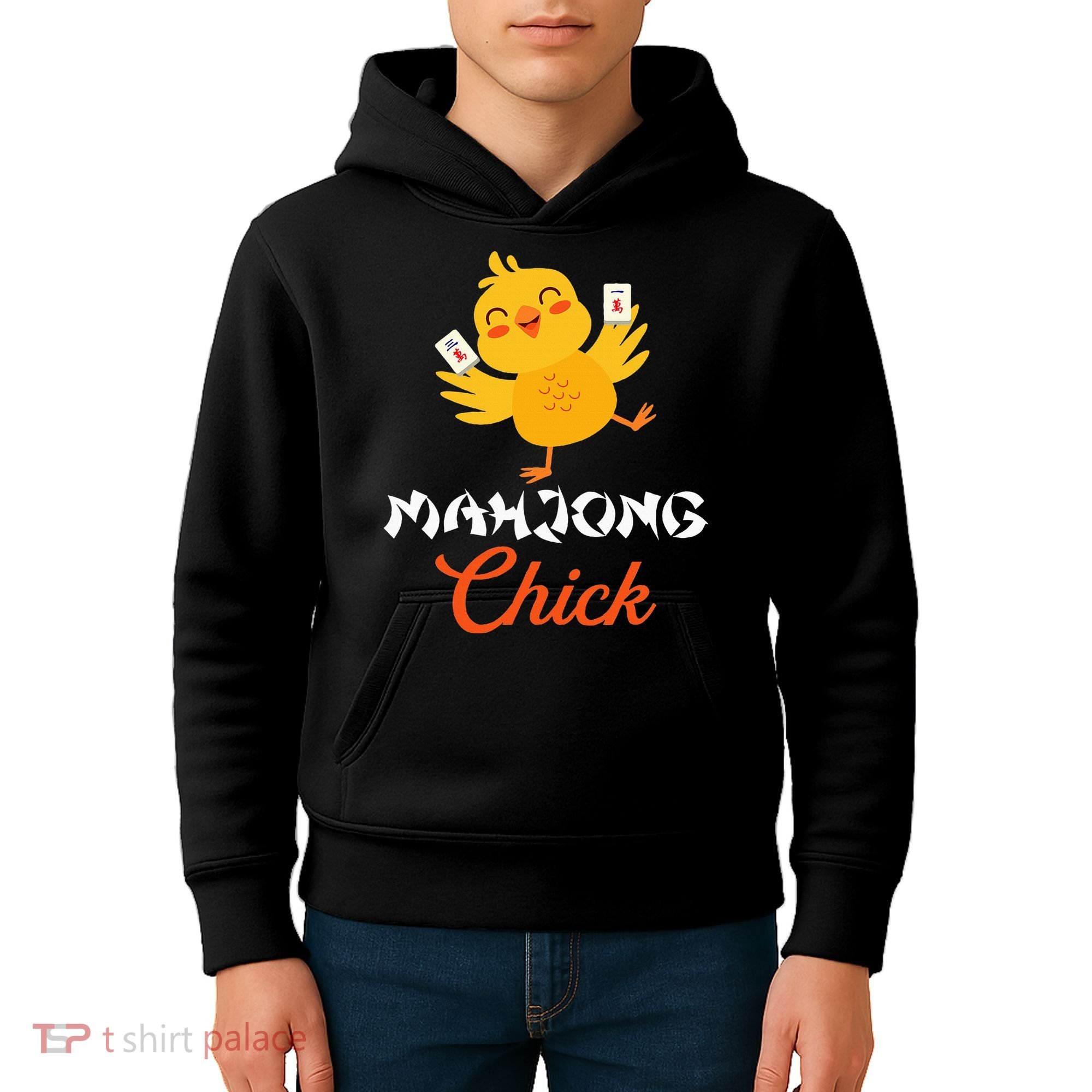 Mahjong Chick Chinese Board Game Mah Jongg Player Kids Hoodie