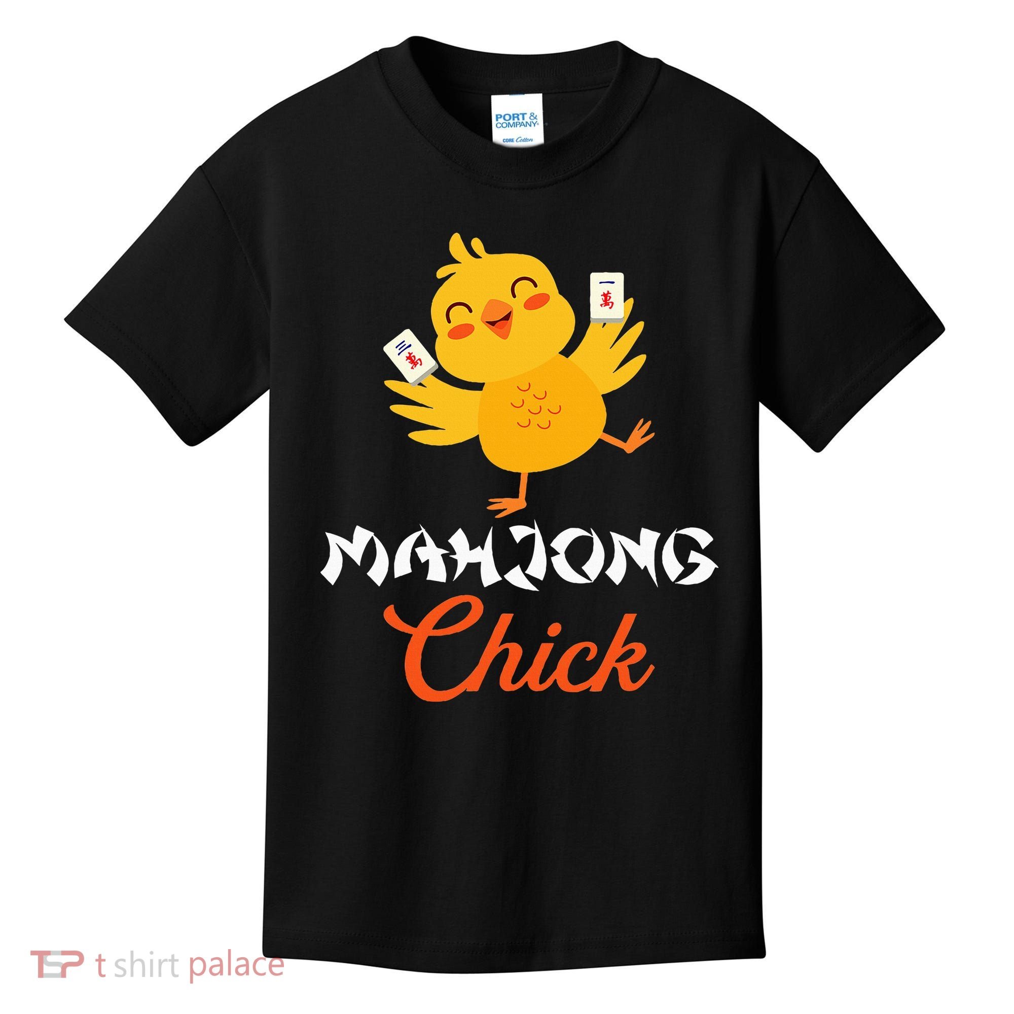 Mahjong Chick Chinese Board Game Mah Jongg Player Kids T-Shirt