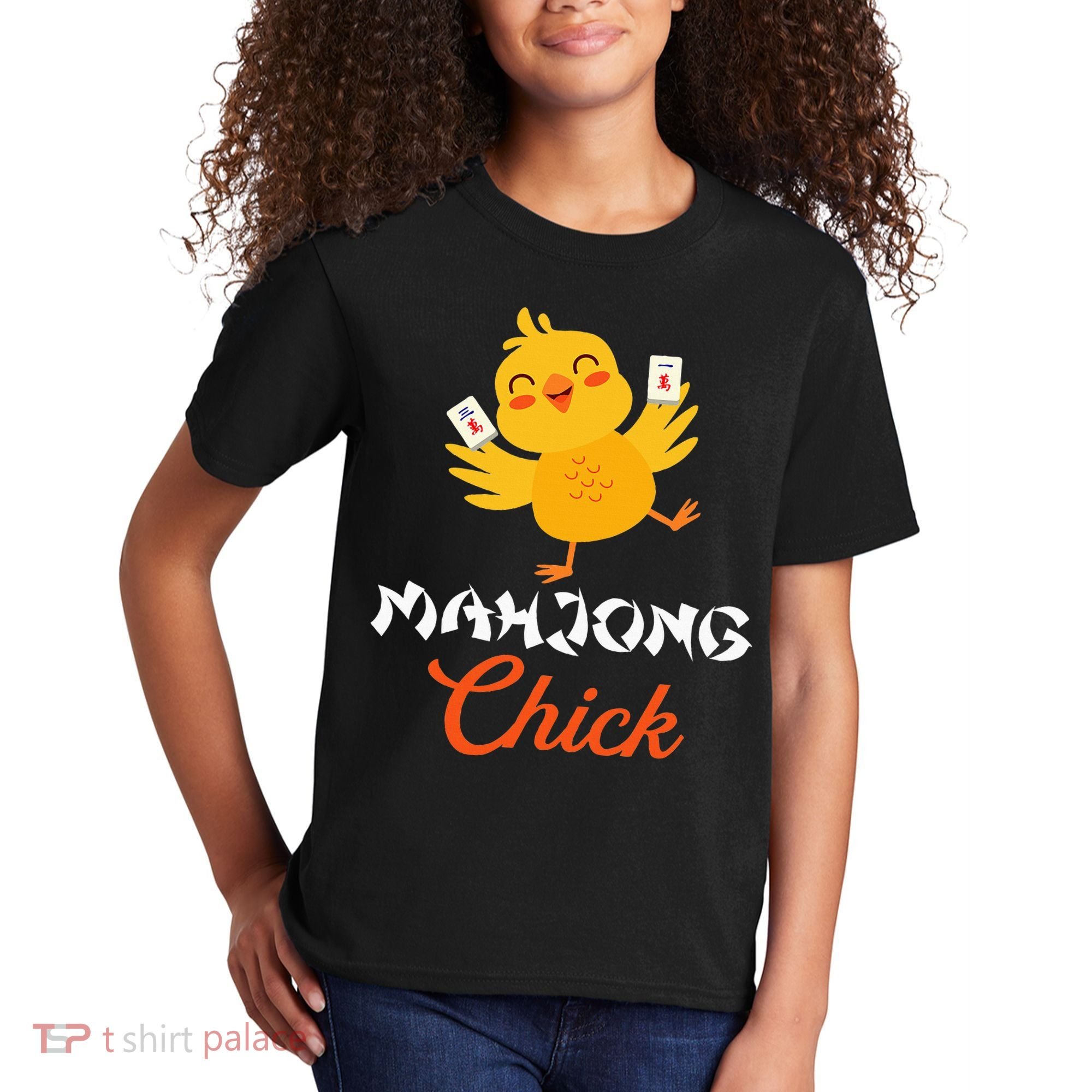 Mahjong Chick Chinese Board Game Mah Jongg Player Kids T-Shirt