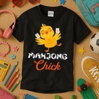 Mahjong Chick Chinese Board Game Mah Jongg Player Kids T-Shirt thumb 3