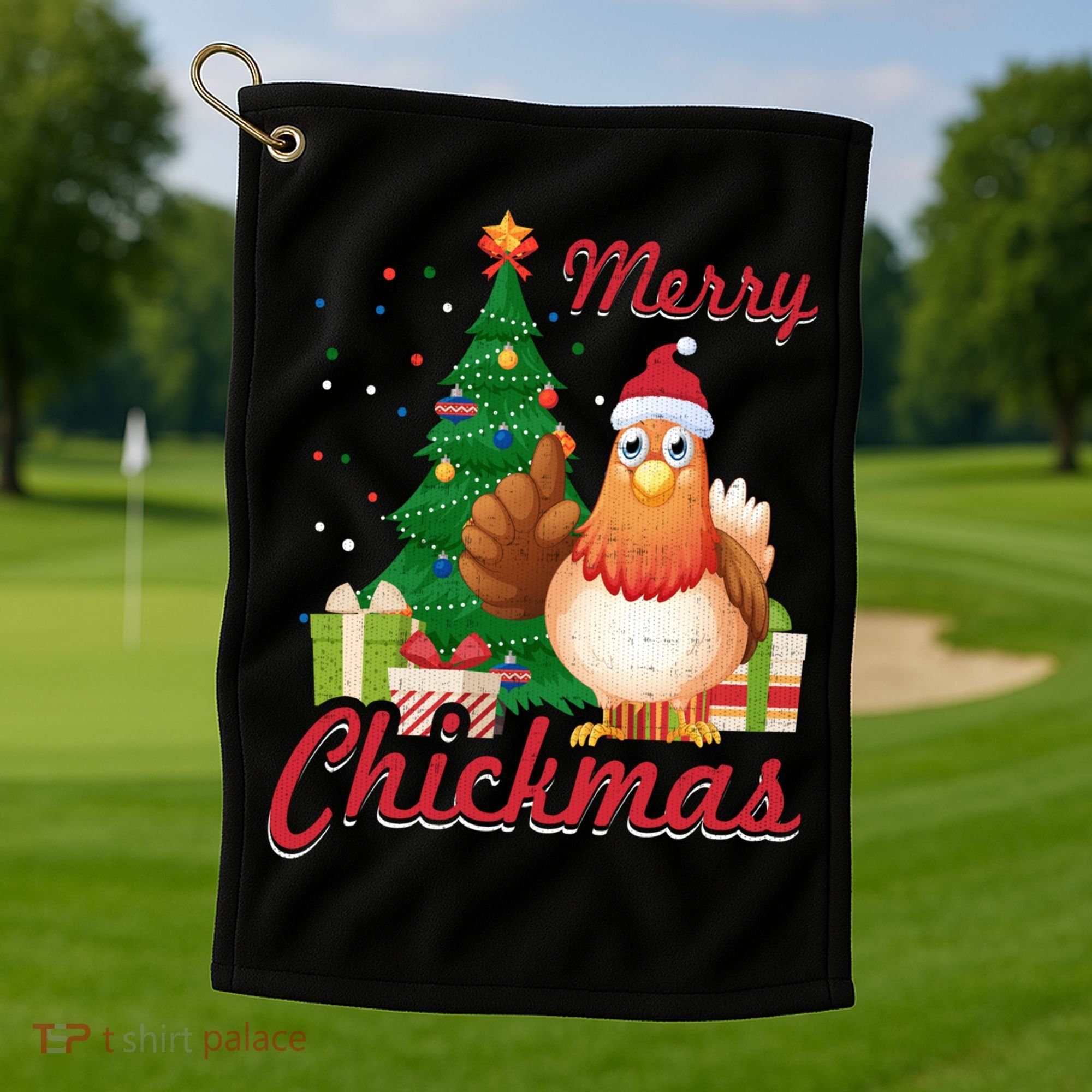 Merry Chickmas Chicken Christmas Funny Gift Xmas Gift Meaningful Gift Golf Towel