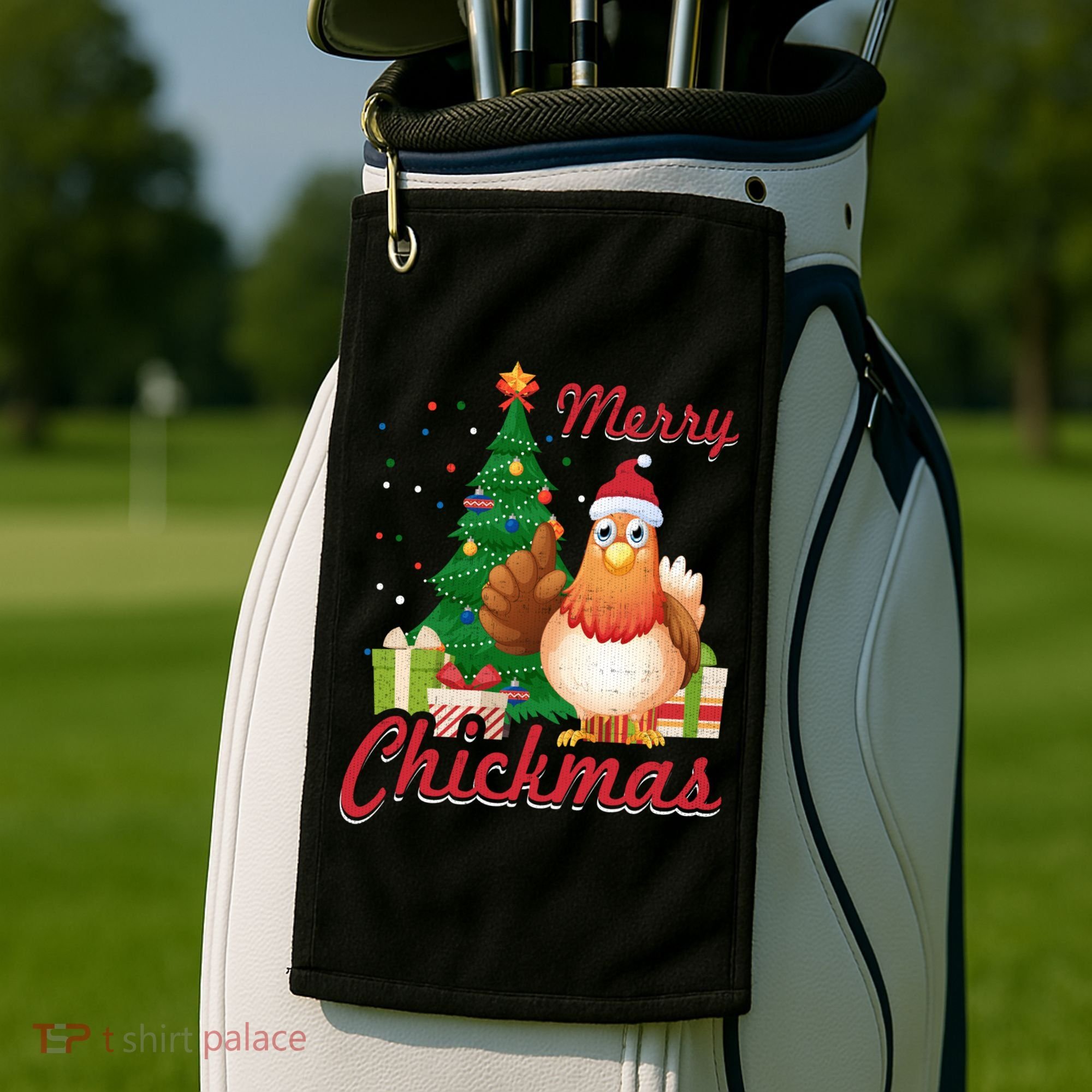 Merry Chickmas Chicken Christmas Funny Gift Xmas Gift Meaningful Gift Golf Towel