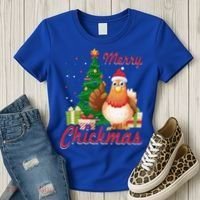 Merry Chickmas Chicken Christmas Funny Gift Xmas Gift Meaningful Gift Women's T-Shirt thumb 3
