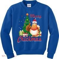 Merry Chickmas Chicken Christmas Funny Gift Xmas Gift Meaningful Gift Kids Sweatshirt thumb 0