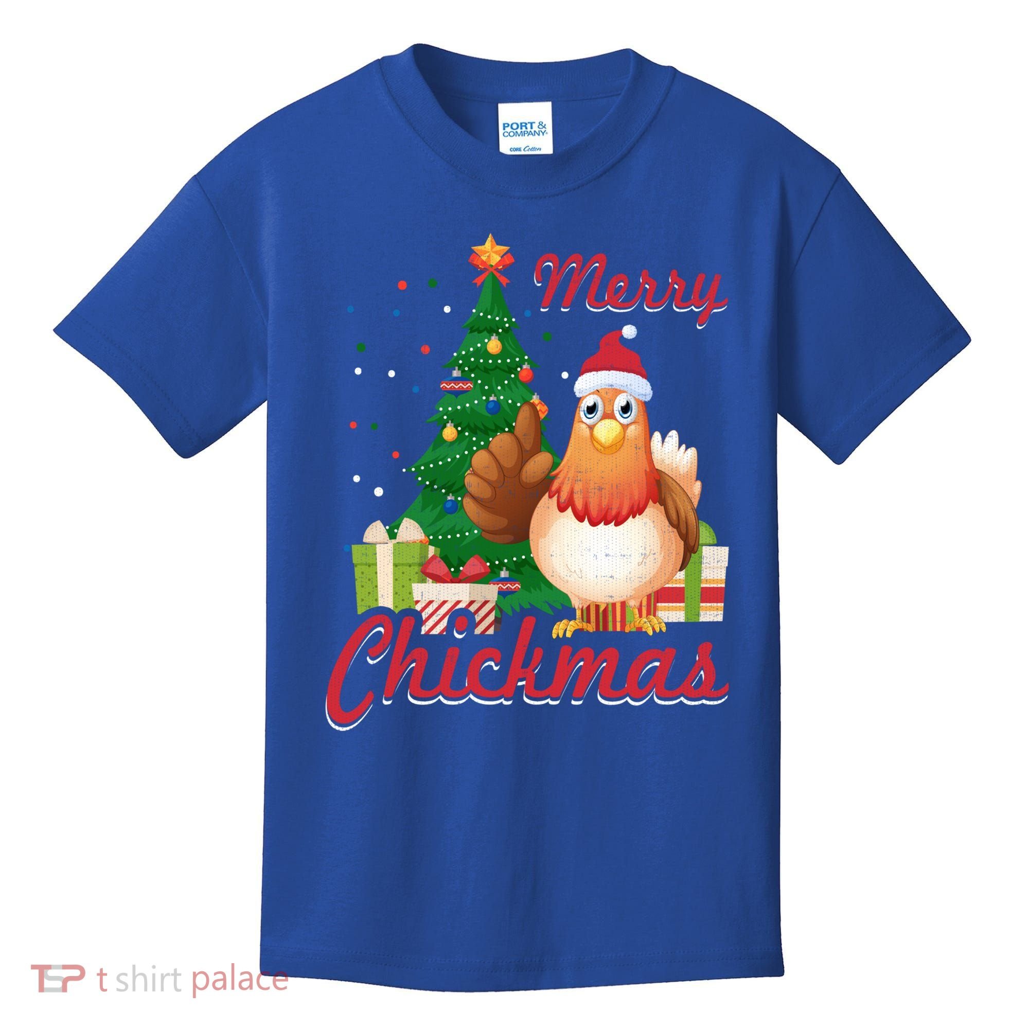 Merry Chickmas Chicken Christmas Funny Gift Xmas Gift Meaningful Gift Kids T-Shirt