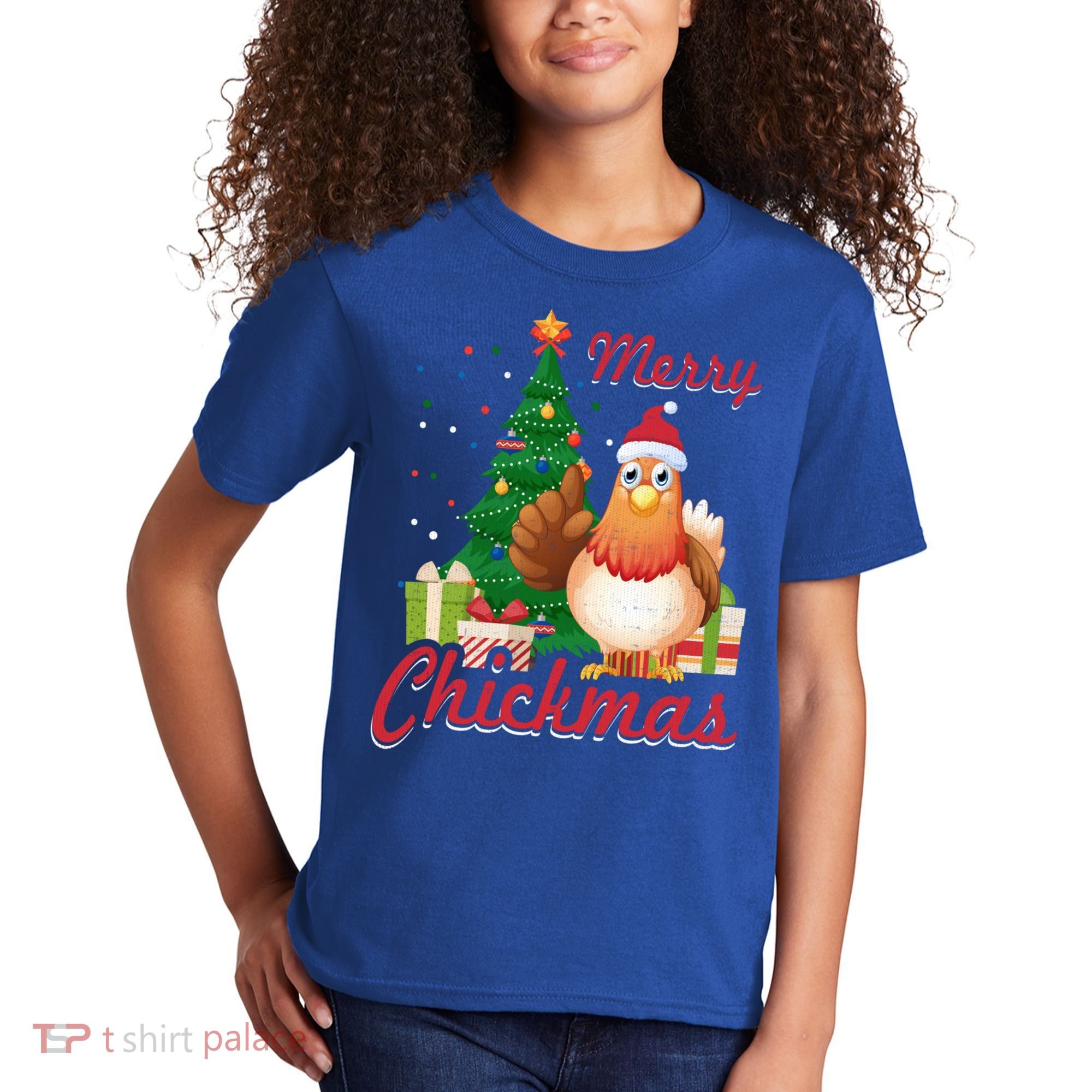 Merry Chickmas Chicken Christmas Funny Gift Xmas Gift Meaningful Gift Kids T-Shirt
