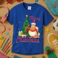 Merry Chickmas Chicken Christmas Funny Gift Xmas Gift Meaningful Gift Kids T-Shirt thumb 3