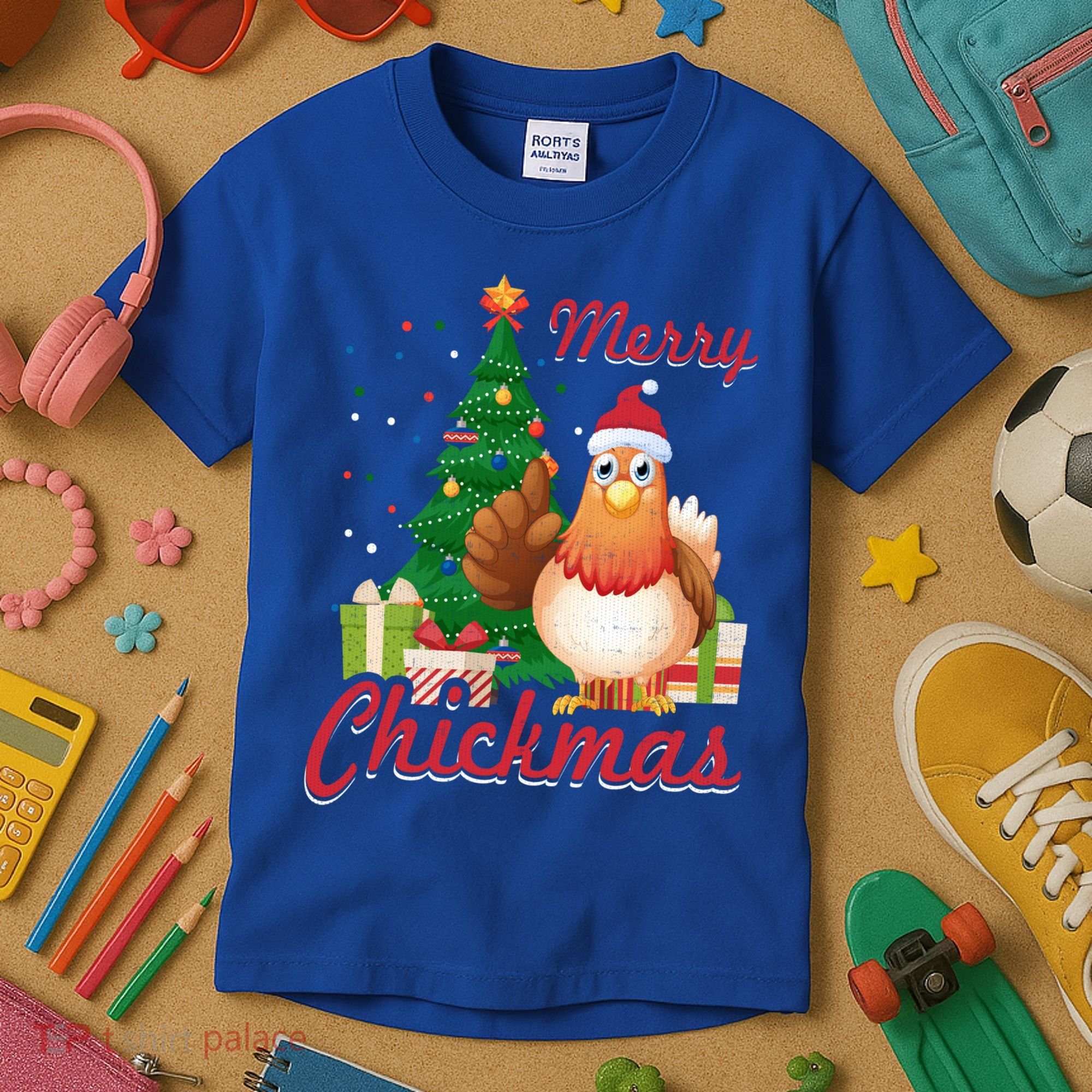 Merry Chickmas Chicken Christmas Funny Gift Xmas Gift Meaningful Gift Kids T-Shirt