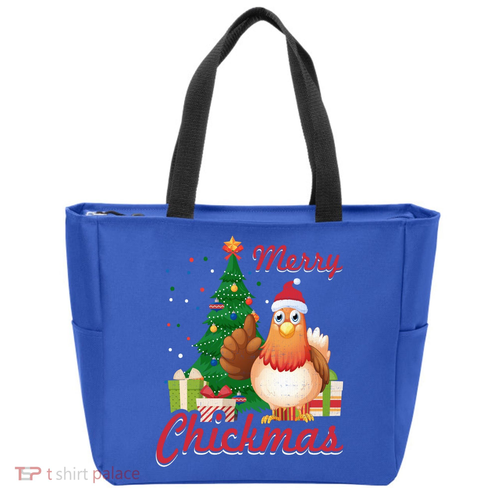 Merry Chickmas Chicken Christmas Funny Gift Xmas Gift Meaningful Gift Tote Bag