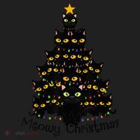 Meowy Cat Christmas Tree Shirt  Wo Tee Plus Size Beanie thumb 2