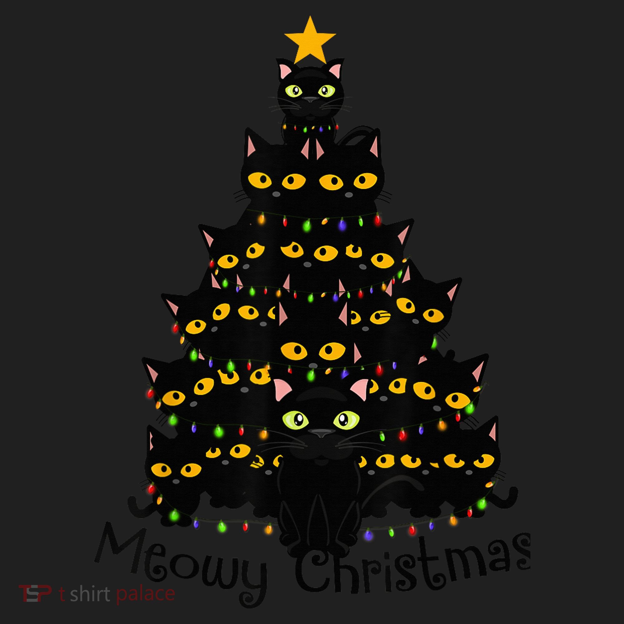 Meowy Cat Christmas Tree Shirt  Wo Tee Plus Size Beanie