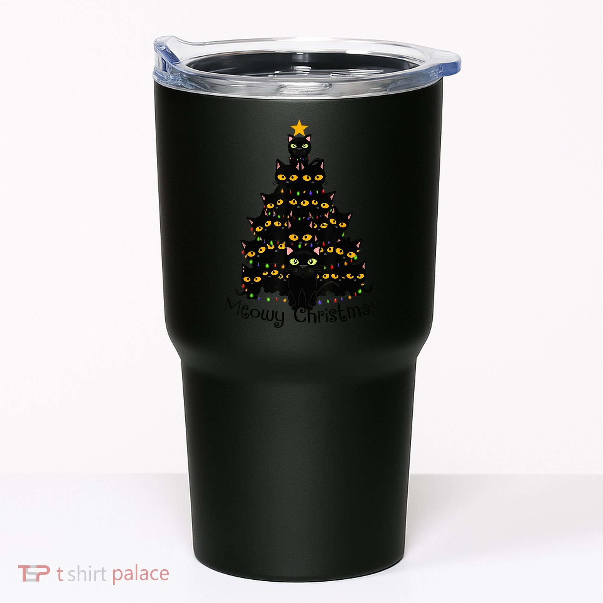 Meowy Cat Christmas Tree Shirt  Wo Tee Plus Size Tumbler