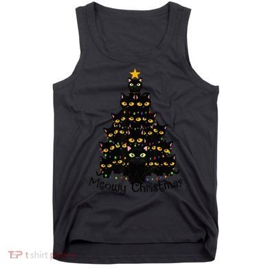Meowy Cat Christmas Tree Shirt  Wo Tee Plus Size Tank Top