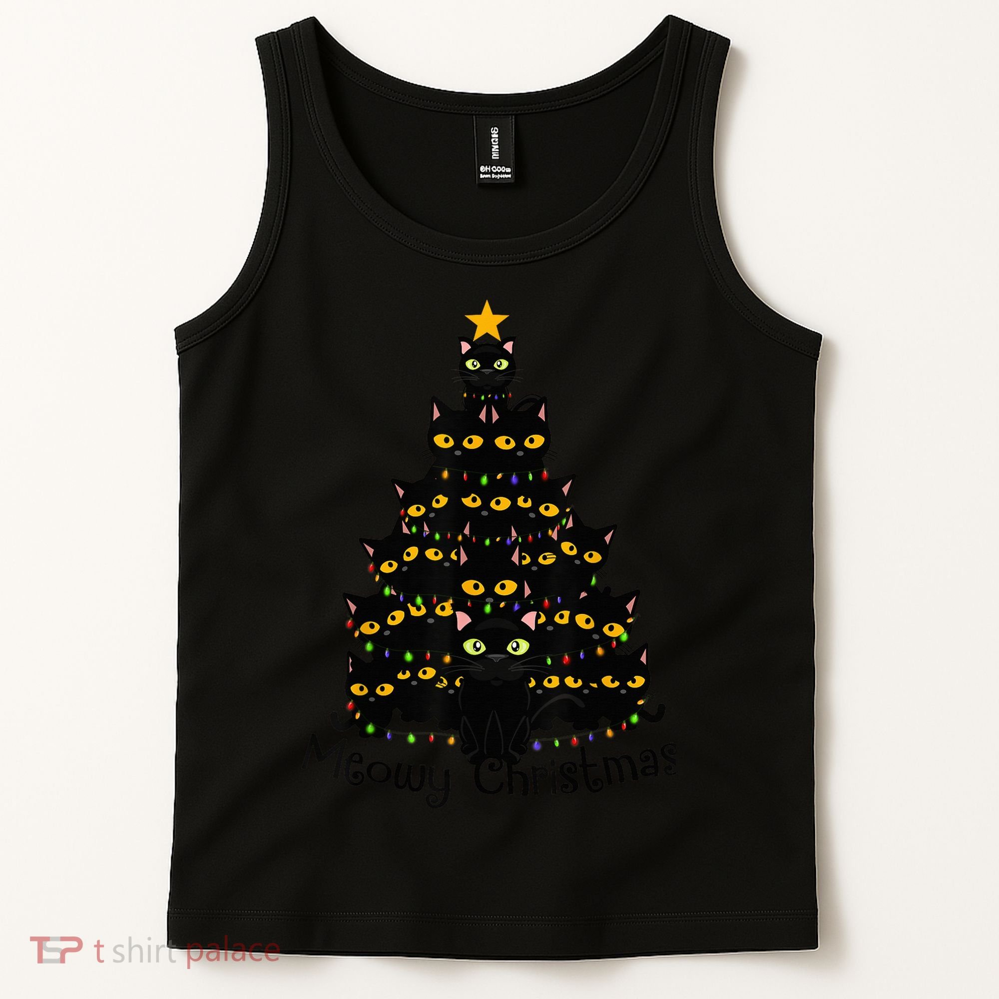 Meowy Cat Christmas Tree Shirt  Wo Tee Plus Size Tank Top