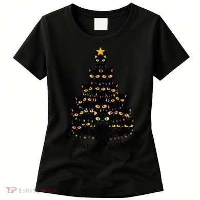 Meowy Cat Christmas Tree Shirt  Wo Tee Plus Size Women's T-Shirt