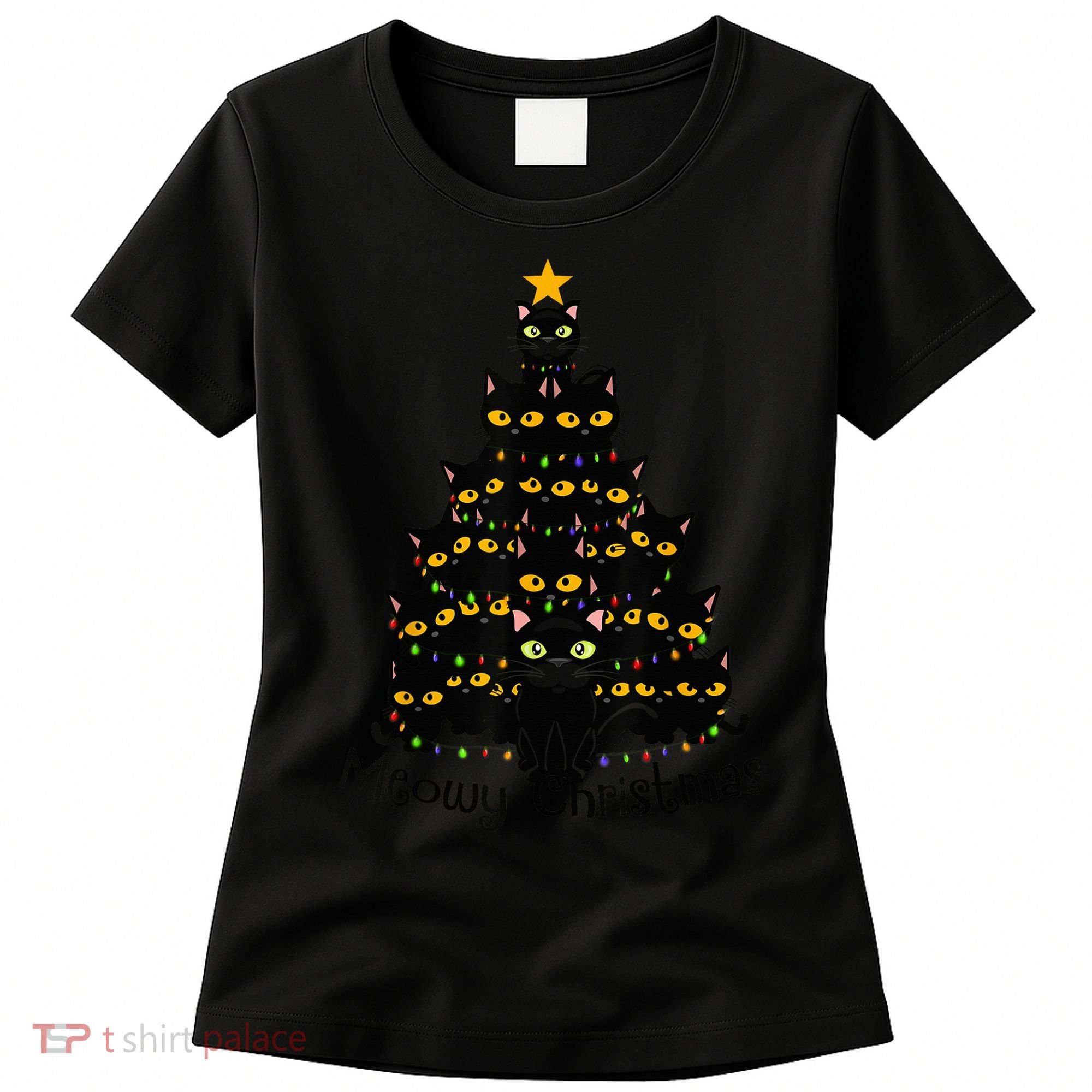 Meowy Cat Christmas Tree Shirt  Wo Tee Plus Size Women's T-Shirt