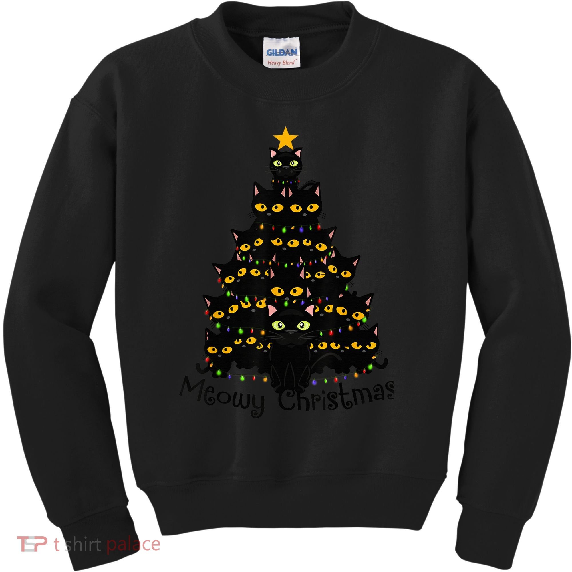 Meowy Cat Christmas Tree Shirt  Wo Tee Plus Size Kids Sweatshirt