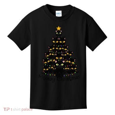 Meowy Cat Christmas Tree Shirt  Wo Tee Plus Size Kids T-Shirt