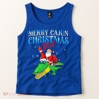 Merry Cajun Christmas Yall Funny Louisiana Bayou Xmas Tank Top thumb 2