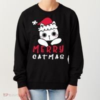 Merry Catrmas Cute Christmas Santa Kitty Xmas Women's Sweatshirt thumb 0