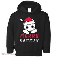Merry Catrmas Cute Christmas Santa Kitty Xmas Toddler Hoodie thumb 0
